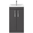 Nuie Athena 500mm Freestanding 2 Door Vanity Unit & Basin Gloss Grey ATH072A