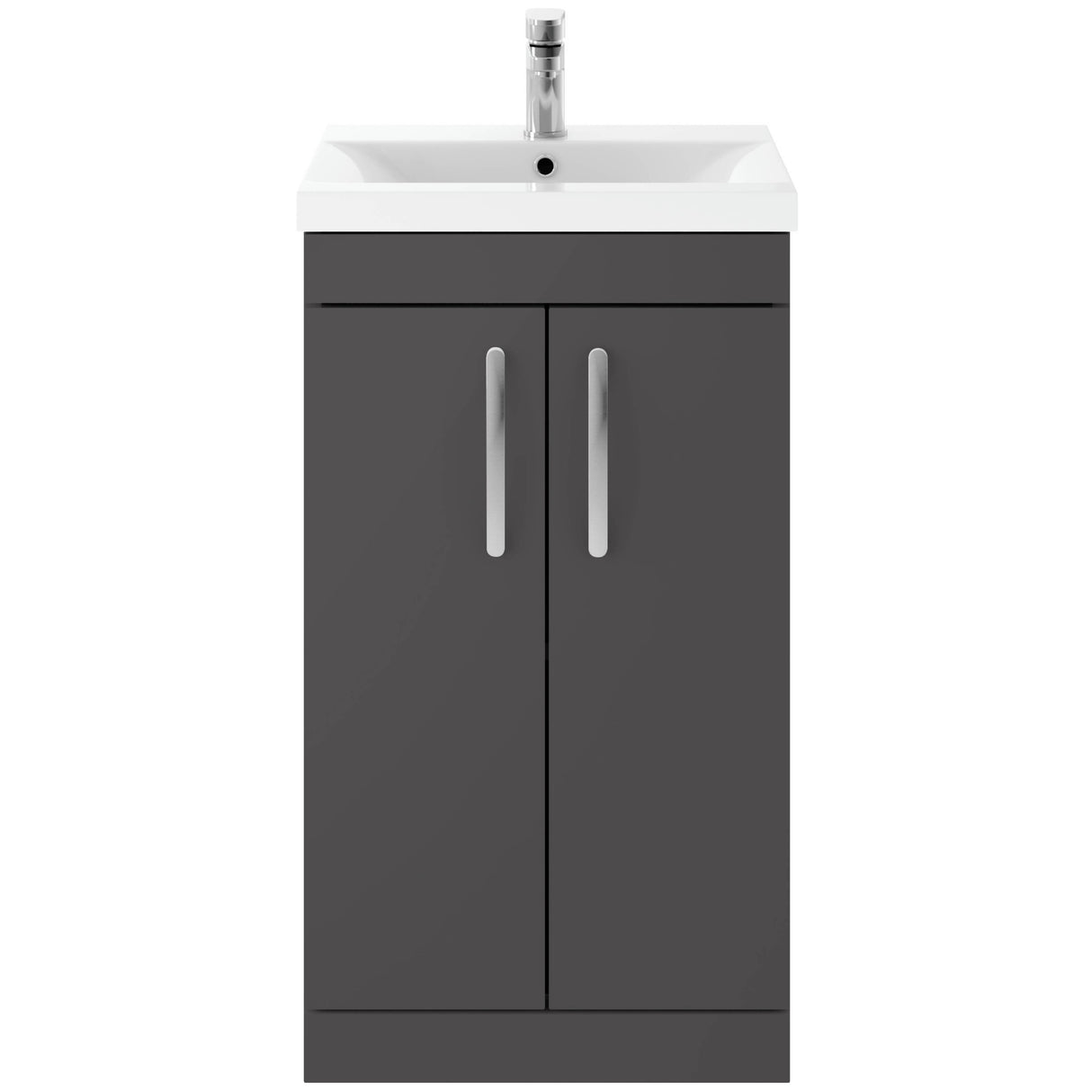 Nuie Athena 500mm Freestanding 2 Door Vanity Unit & Basin Gloss Grey ATH072A