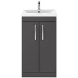 Nuie Athena 500mm Freestanding 2 Door Vanity Unit & Basin Gloss Grey ATH072A