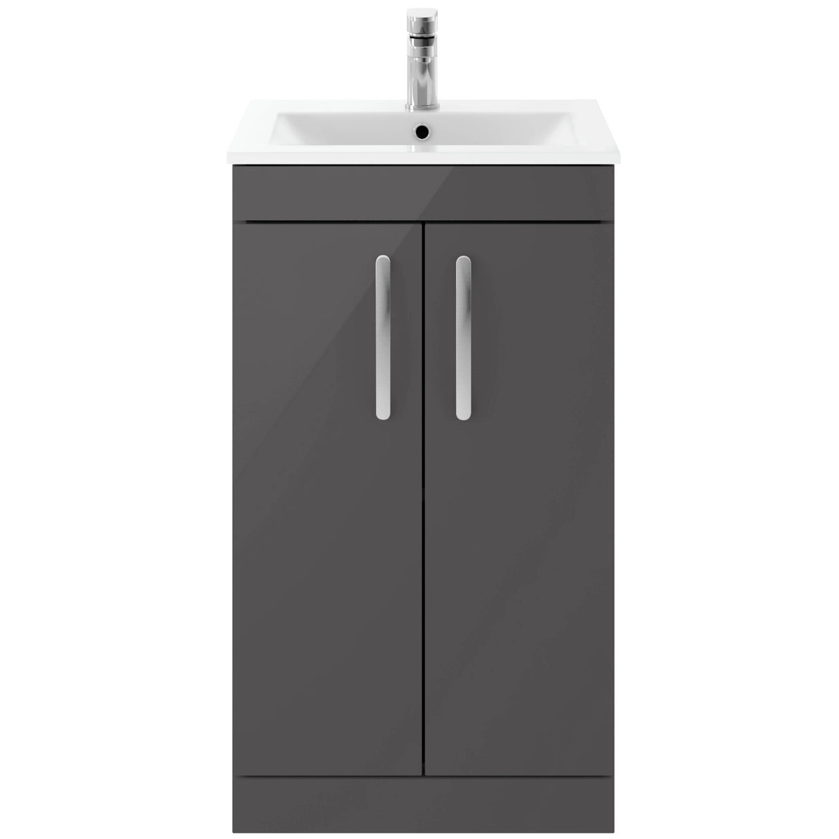 Nuie Athena 500mm Freestanding 2 Door Vanity Unit & Basin Gloss Grey ATH072B
