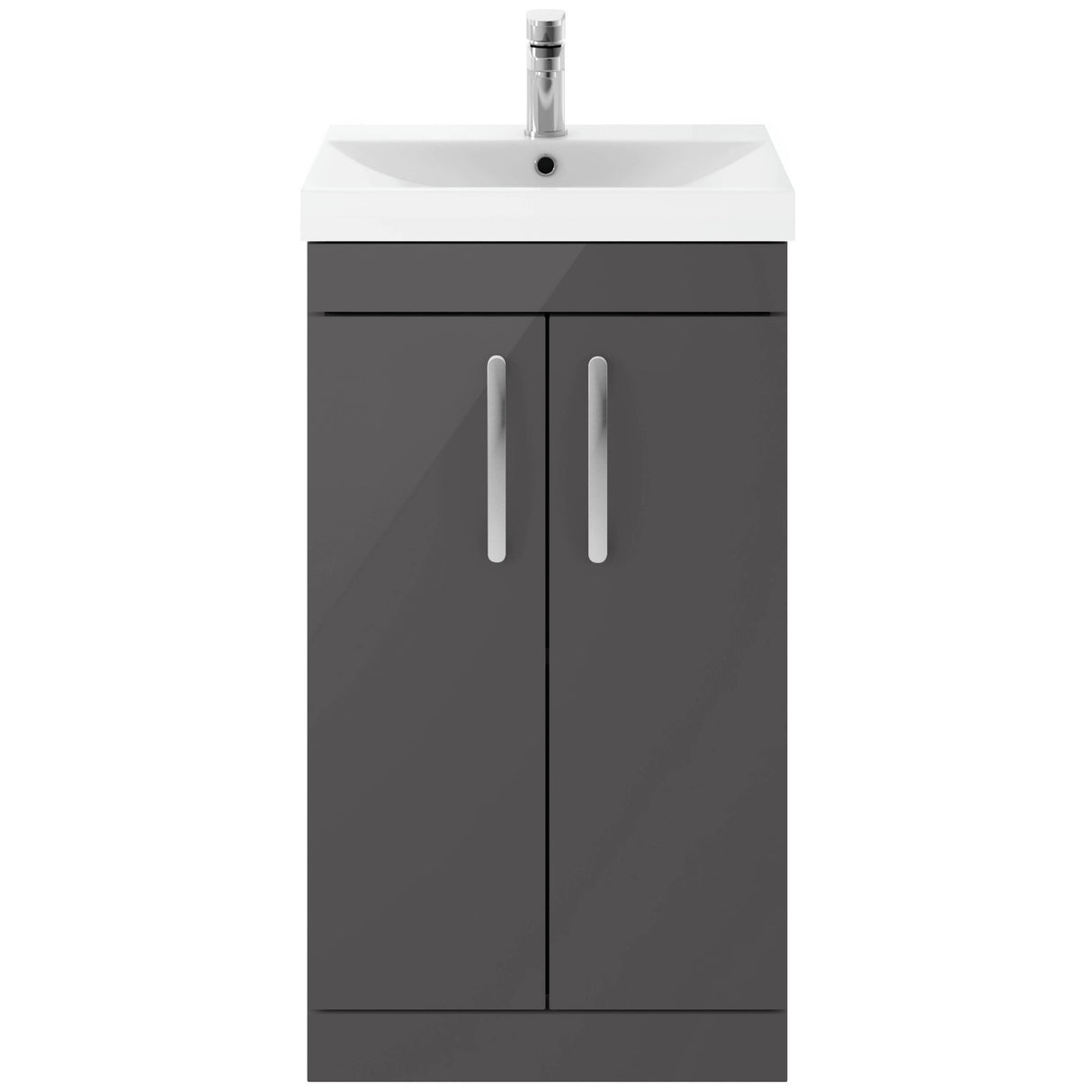 Nuie Athena 500mm Freestanding 2 Door Vanity Unit & Basin Gloss Grey ATH072D