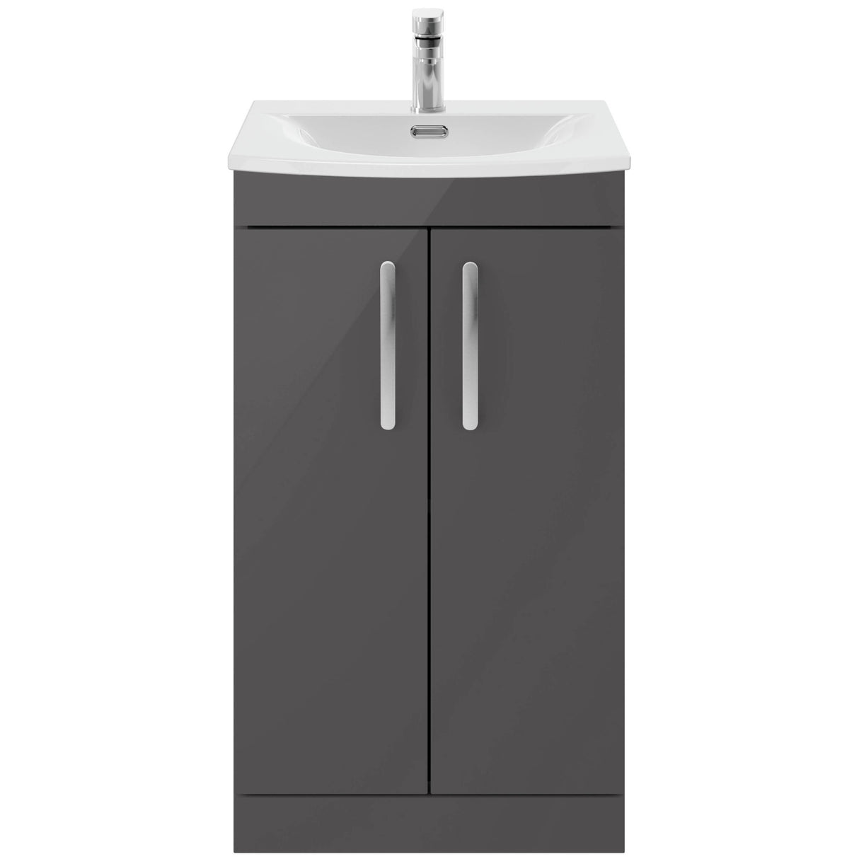 Nuie Athena 500mm Freestanding 2 Door Vanity Unit & Basin Gloss Grey ATH072G
