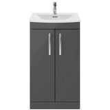 Nuie Athena 500mm Freestanding 2 Door Vanity Unit & Basin Gloss Grey ATH072G