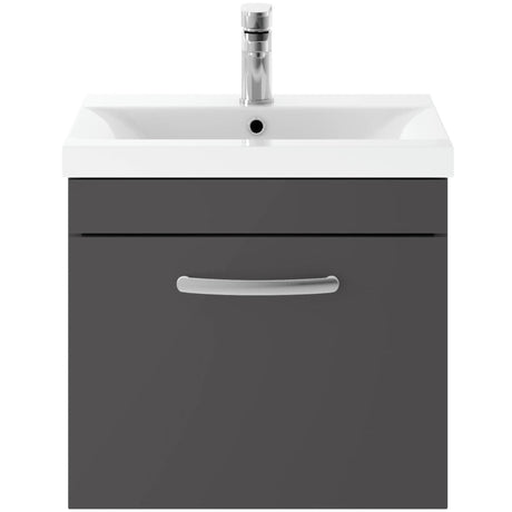 Nuie Athena 500mm Wall Hung 1 Drawer Vanity Unit & Basin Gloss Grey ATH073A