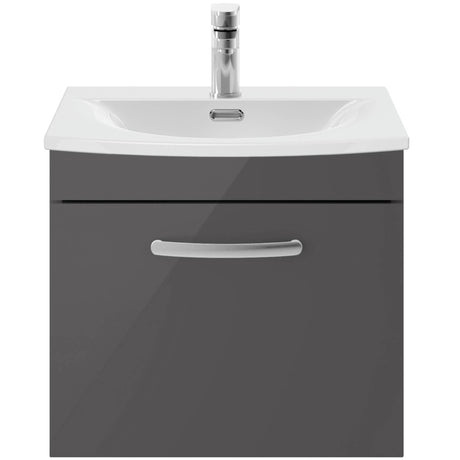 Nuie Athena 500mm Wall Hung 1 Drawer Vanity Unit & Basin Gloss Grey ATH073G