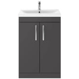 Nuie Athena 600mm Floor Standing 2 Door Vanity Unit & Basin Gloss Grey ATH075A