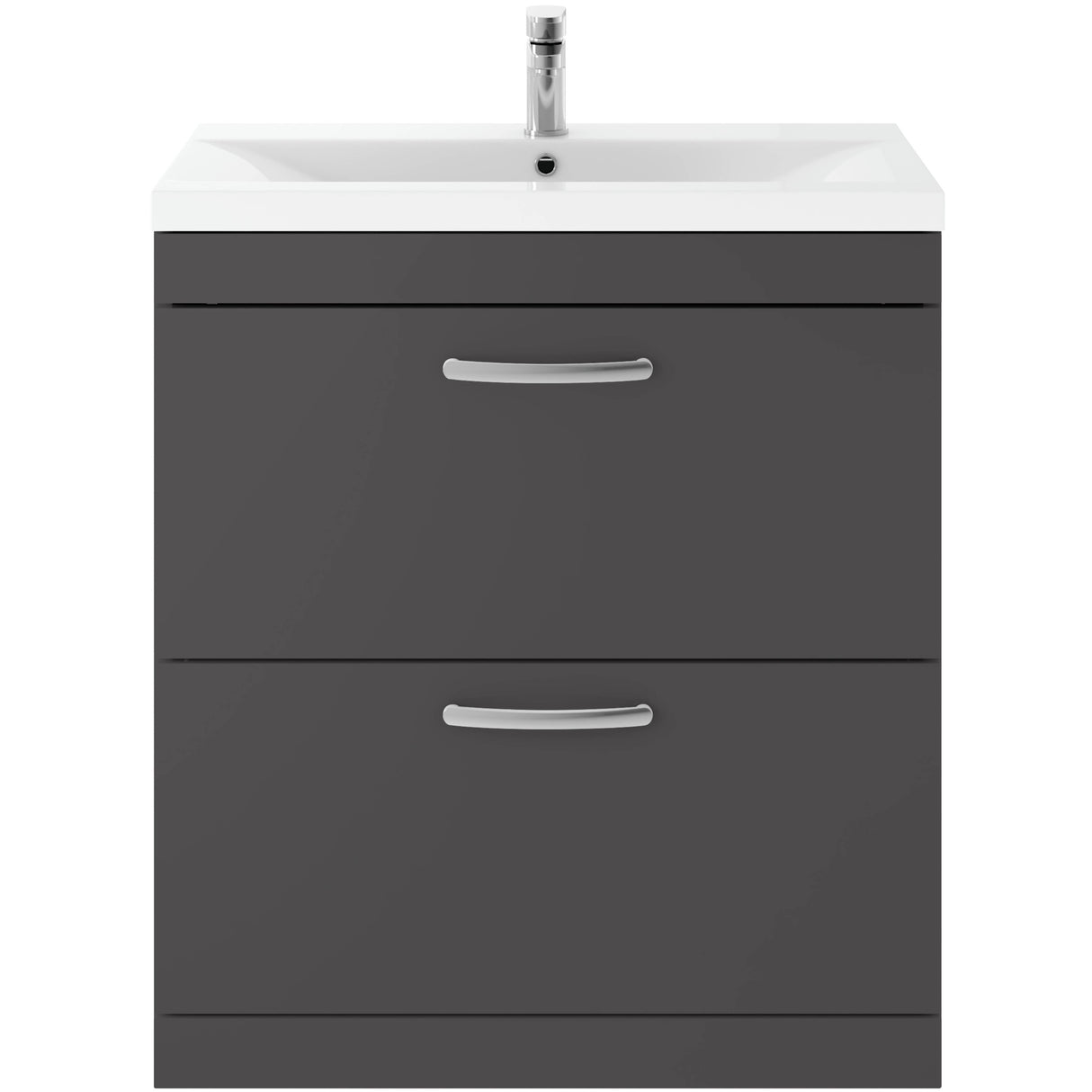 Nuie Athena 800mm Freestanding 2 Drawer Vanity Unit & Basin Gloss Grey ATH079A
