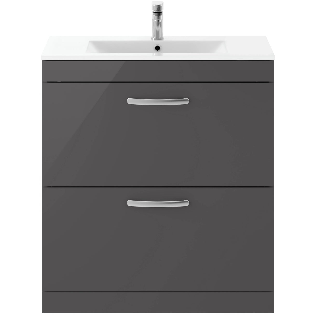 Nuie Athena 800mm Freestanding 2 Drawer Vanity Unit & Basin Gloss Grey ATH079B