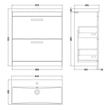 Nuie Athena 800mm Freestanding 2 Drawer Vanity Unit & Basin Gloss Grey ATH079D LD