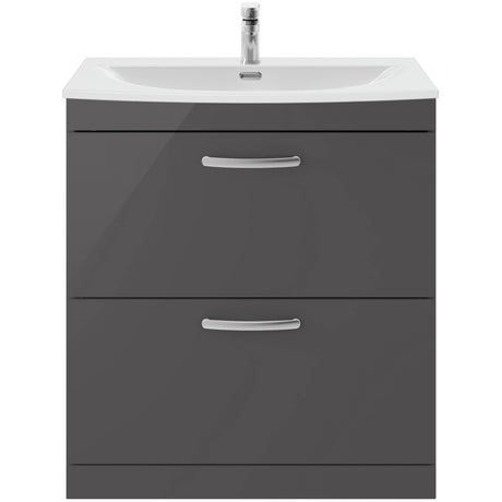 Nuie Athena 800mm Freestanding 2 Drawer Vanity Unit & Basin Gloss Grey ATH079G