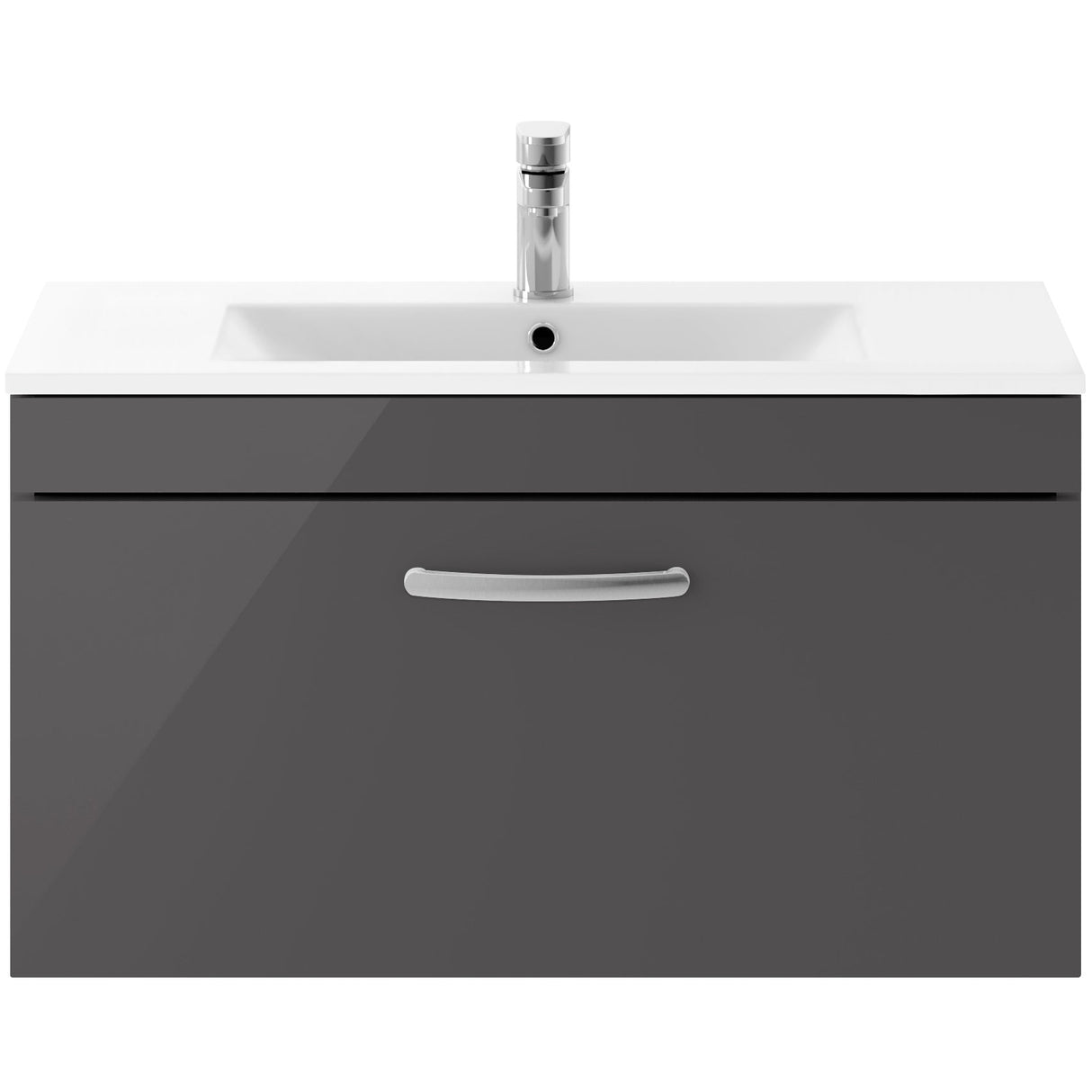 Nuie Athena 800mm Wall Hung 1 Drawer Vanity Unit & Basin Gloss Grey ATH080B
