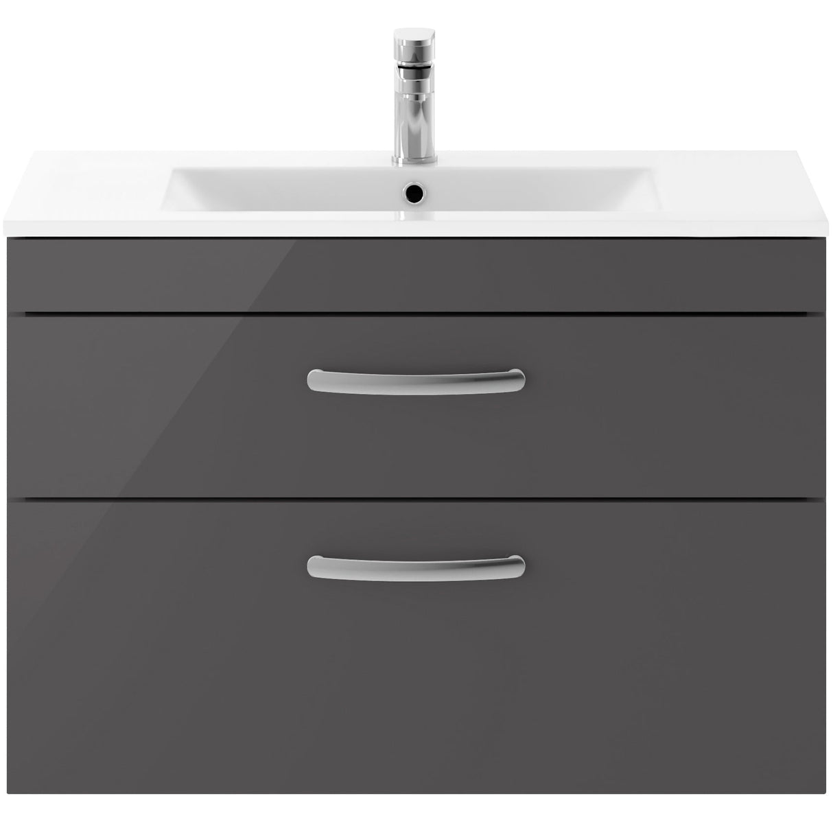 Nuie Athena 800mm Wall Hung 2 Drawer Vanity Unit & Basin Gloss Grey ATH081B