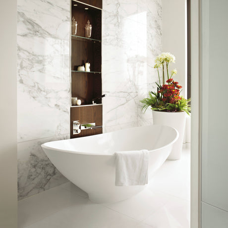 BC Designs Kurv Cian Solid Surface Freestanding Bath L1890 x W900mm Polished White BAB005 LS3