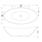 BC Designs Kurv Cian Solid Surface Freestanding Bath L1890 x W900mm Light Fawn BAB005F LD