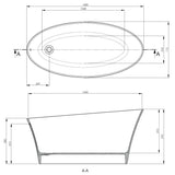 BC Designs Delicata Cian Solid Surface Freestanding Slipper Bath L1520 x W715mm Matt White BAB020MW LD