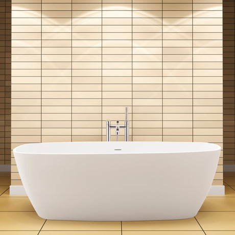 BC Designs Vive Cian Solid Surface Freestanding Bath L1610 x W750mm Polished White BAB064 LS2