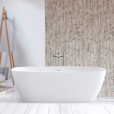 BC Designs Vive Cian Solid Surface Freestanding Bath L1610 x W750mm Polished White BAB064 LS1