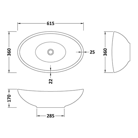 BC Designs Kurv Cian Solid Surface Countertop Basin L615 x W360mm Satin Rose BAB105R LD