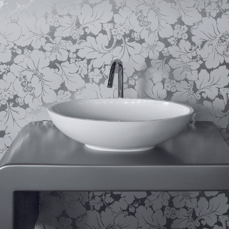 BC Designs Gio Cian Solid Surface Countertop Basin L575 x W345mm Polished White BAB110 LS1