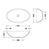 BC Designs Gio Cian Solid Surface Countertop Basin L575 x W345mm Matt White BAB110MW LD