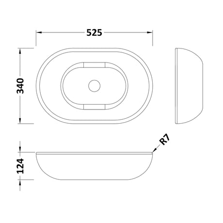 BC Designs Crea Cian Solid Surface Countertop Basin L525 x W340mm Satin Rose BAB162R LD