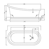 BC Designs Copper Nickel Slipper Bath L1700 x W725mm Copper/Nickel BAC009 LD