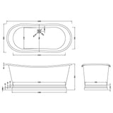 BC Designs Copper Acrylic Boat Bath L1800 x W800mm Copper/Acrylic BAC070 LD