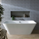 BC Designs Ancora Square Acrymite Acrylic Back To Wall Freestanding Bath Gloss White BAS023