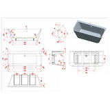 BC Designs Ancora Square Acrymite Acrylic Back To Wall Freestanding Bath Gloss White BAS025 LD
