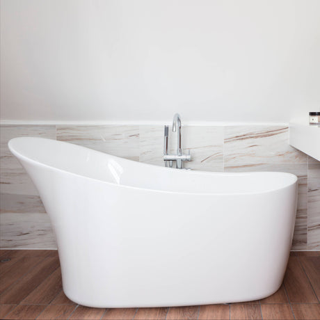 BC Designs Slipp Acrymite Acrylic Freestanding Slipper Bath L1590 x W675mm White BAS035 LS3