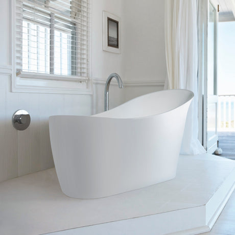 BC Designs Slipp Acrymite Acrylic Freestanding Slipper Bath L1590 x W675mm White BAS035 LS1