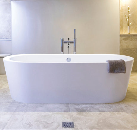 BC Designs Plazia Acrymite Acrylic Freestanding Bath L1780 x W800mm Gloss White BAS040 LS