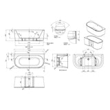 BC Designs Ancora Round Acrymite Acrylic Back To Wall Freestanding Bath L1640 x W760mm Gloss White BAS055 LD