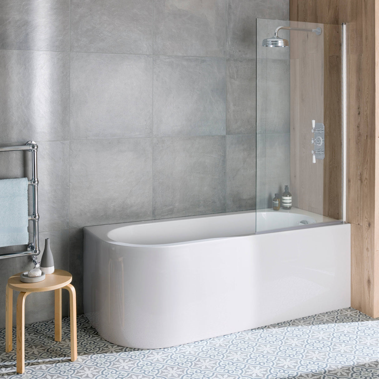 BC Designs Ancorner Acrymite Acrylic Shower Bath L1700 x W750mm Gloss White BAS056 LS