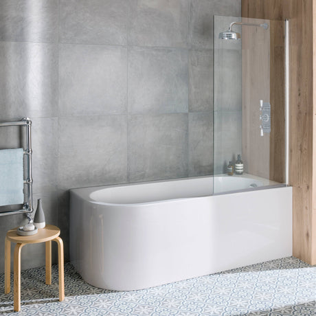 BC Designs Ancorner Acrymite Acrylic Shower Bath L1700 x W750mm Gloss White BAS056 LS