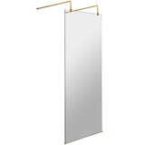Hudson Reed 8mm Freestanding Wetroom Screen With Arms Brushed Brass BBPAF070