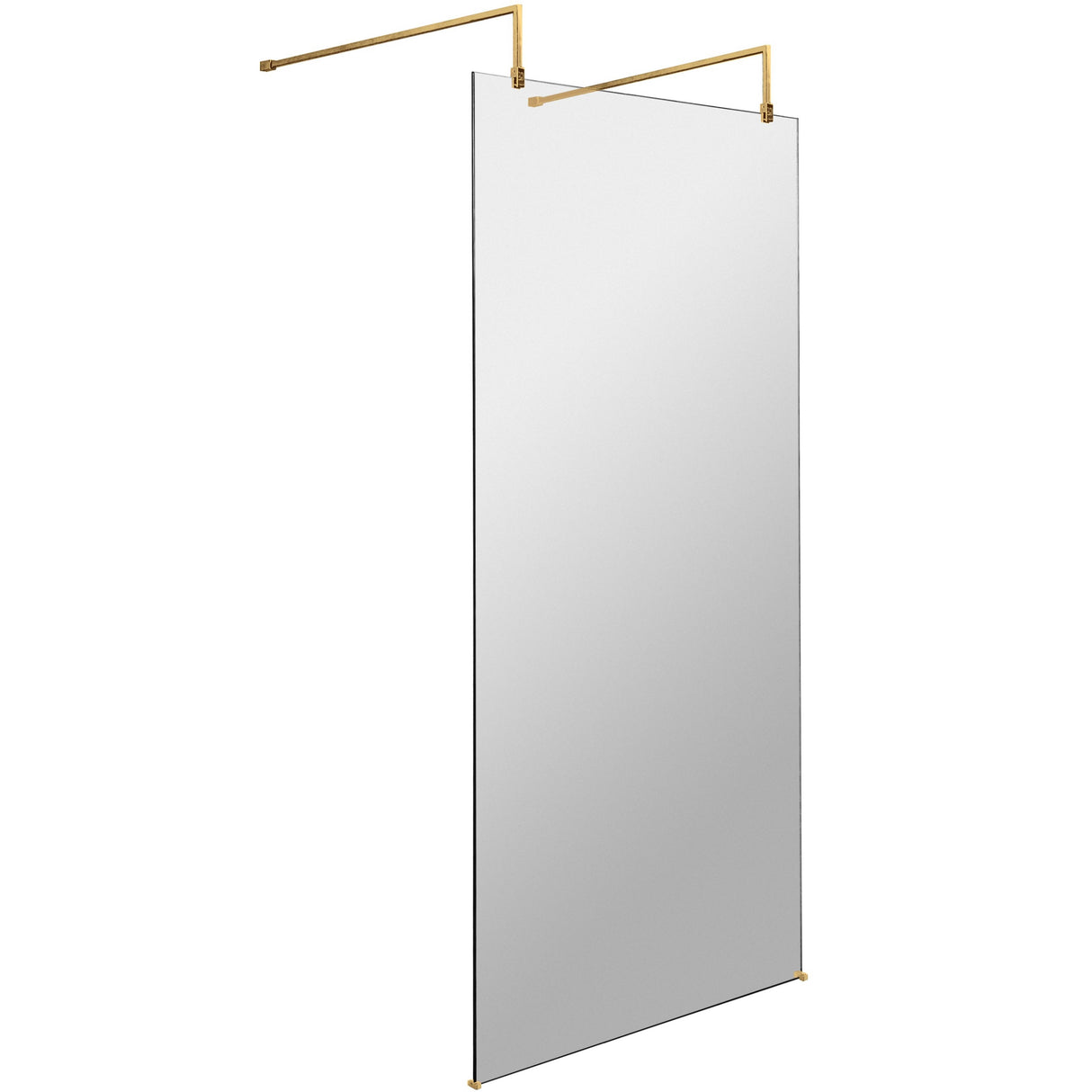 Hudson Reed 8mm Freestanding Wetroom Screen With Arms Brushed Brass BBPAF090