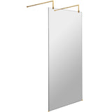 Hudson Reed 8mm Freestanding Wetroom Screen With Arms Brushed Brass BBPAF090