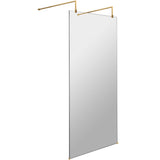 Hudson Reed 8mm Freestanding Wetroom Screen With Arms Brushed Brass BBPAF10