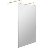 Hudson Reed 8mm Freestanding Wetroom Screen With Arms Brushed Brass BBPAF11