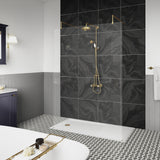 Hudson Reed 8mm Freestanding Wetroom Screen With Arms Brushed Brass BBPAF070 LS