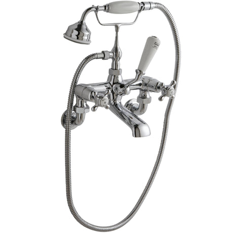 Hudson Reed Topaz Crosshead Wall Mounted Bath Shower Mixer Tap With Shower Kit BC304DXWM