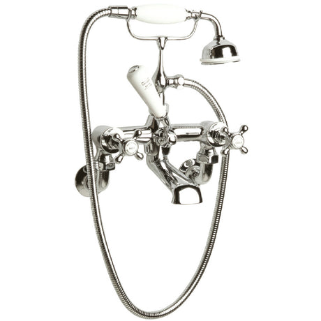 Hudson Reed Topaz Crosshead Wall Mounted Bath Shower Mixer Tap With Shower Kit BC304HXWM
