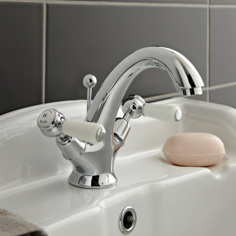 Hudson Reed Topaz Lever Basin Mixer Tap & Waste Chrome Chrome BC305DL LS