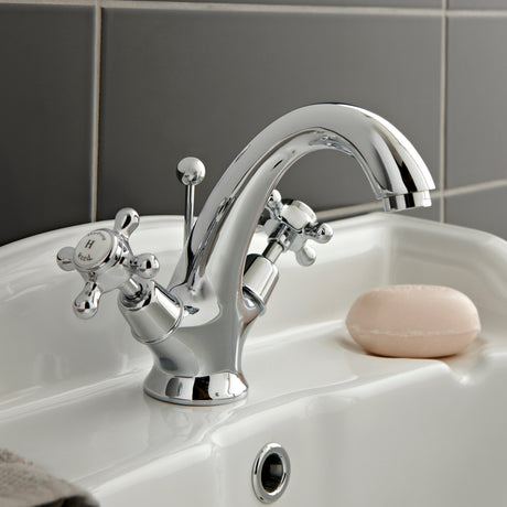Hudson Reed Topaz Crosshead Basin Mixer Tap & Waste BC305DX LS