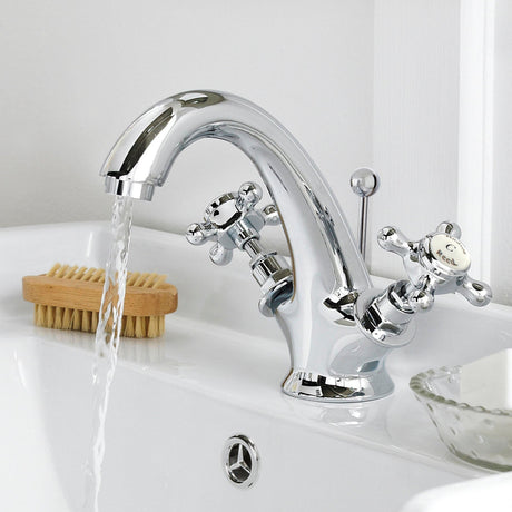 Hudson Reed Topaz Crosshead Basin Mixer Tap & Waste BC305HX LS1