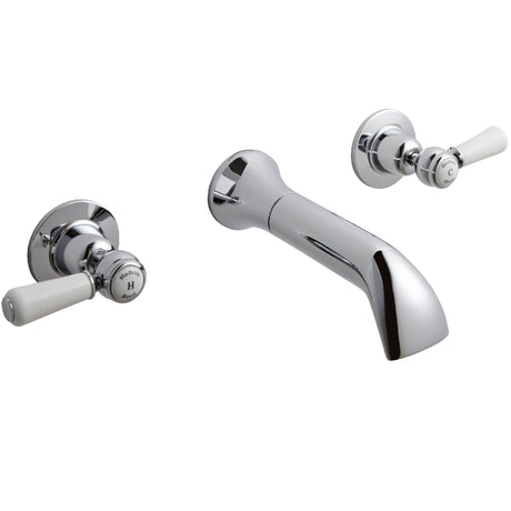 Hudson Reed Topaz Lever 3-Hole Wall Mounted Bath Filler Tap Chrome BC309DL