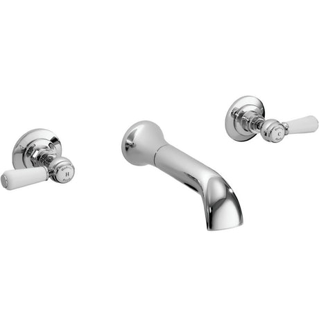 Hudson Reed Topaz Lever 3-Hole Wall Mounted Bath Filler Tap Chrome BC309HL