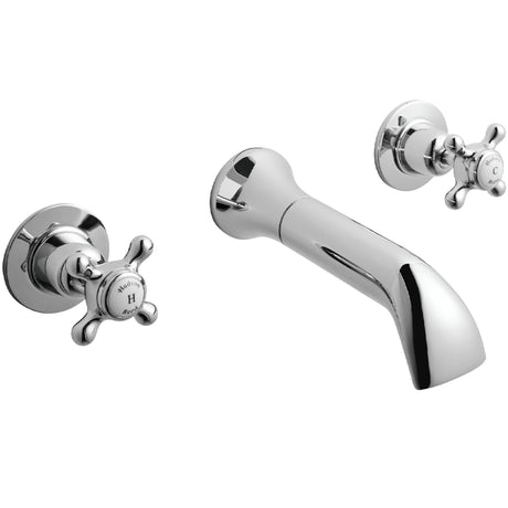 Hudson Reed Topaz Crosshead 3-Hole Wall Mounted Basin Mixer Tap Chrome BC317DX