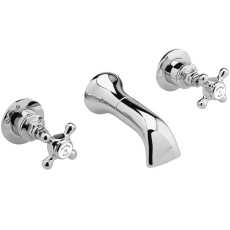 Hudson Reed Topaz Crosshead 3-Hole Wall Mounted Basin Mixer Tap Chrome BC317HX